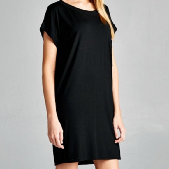 Ellison Dresses & Skirts - Ellison black short sleeve t shirt dress with pockets Size Small